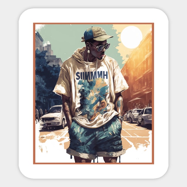 Hip Hop graphic Illustration of a Man Sticker by JoJoLikesToast